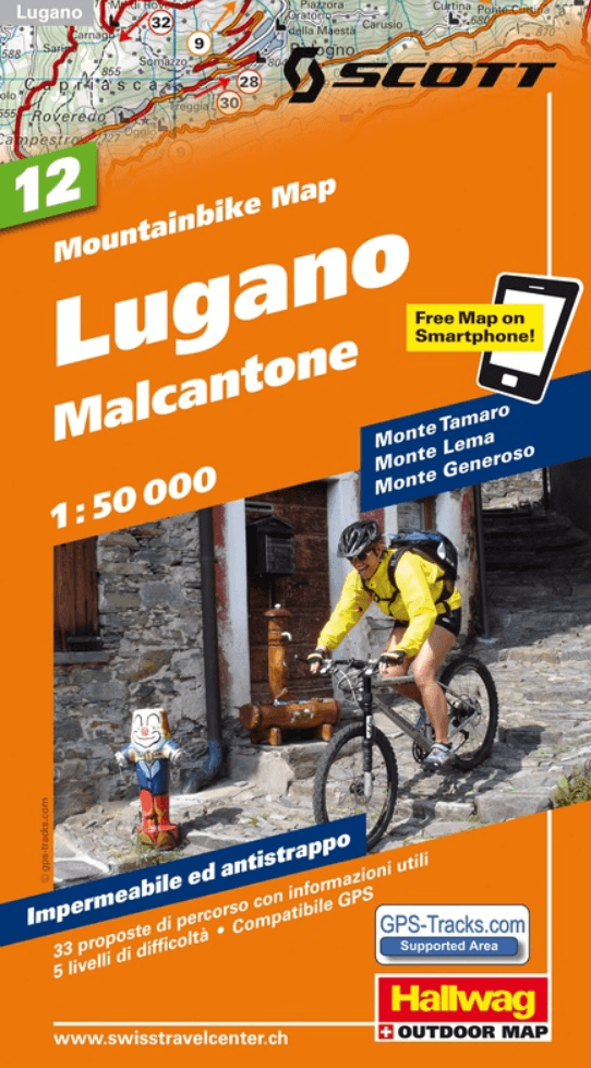 Mountainbike kaart 12 Lugano & Malcantone - Hallwag