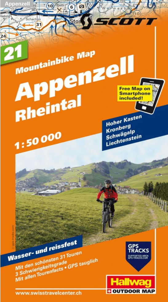 Mountainbike kaart 21 Appenzell & Rheintal - Hallwag