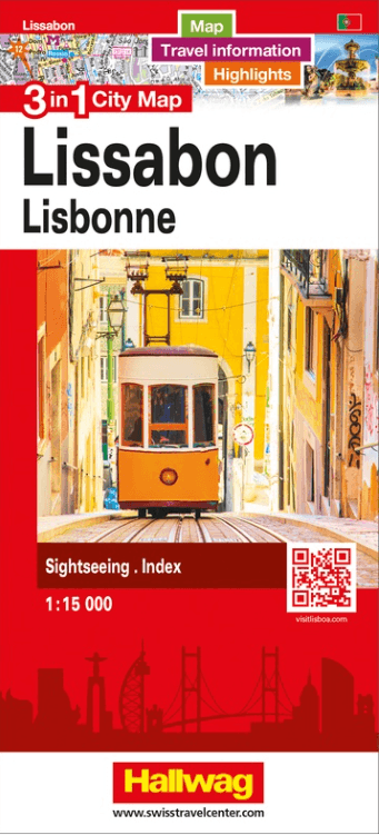 Stadskaart Plattegrond Lissabon Portugal 3 in 1 CityMap - Hallwag