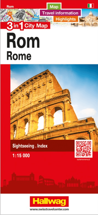 Stadskaart Plattegrond Rome Italy 3 in 1 CityMap - Hallwag