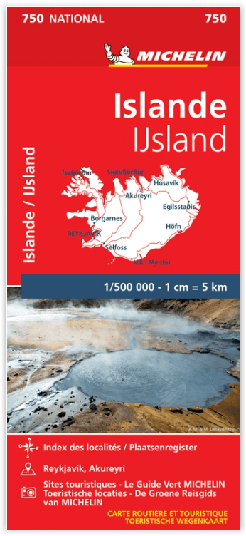 Landkaart Wegenkaart 750 Ijsland - Michelin