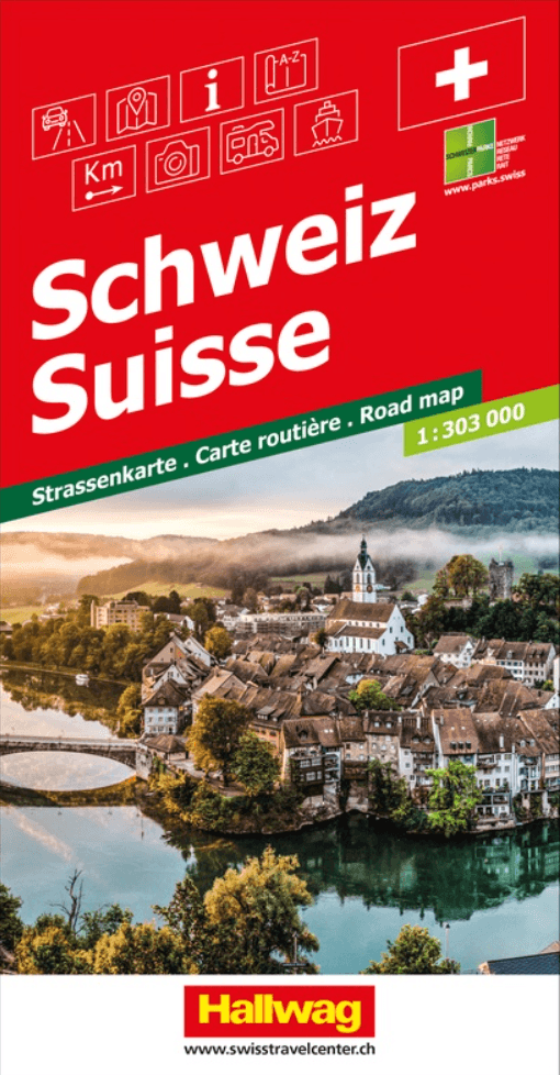 Landkaart Wegenkaart Road Map Zwitserland - Hallwag