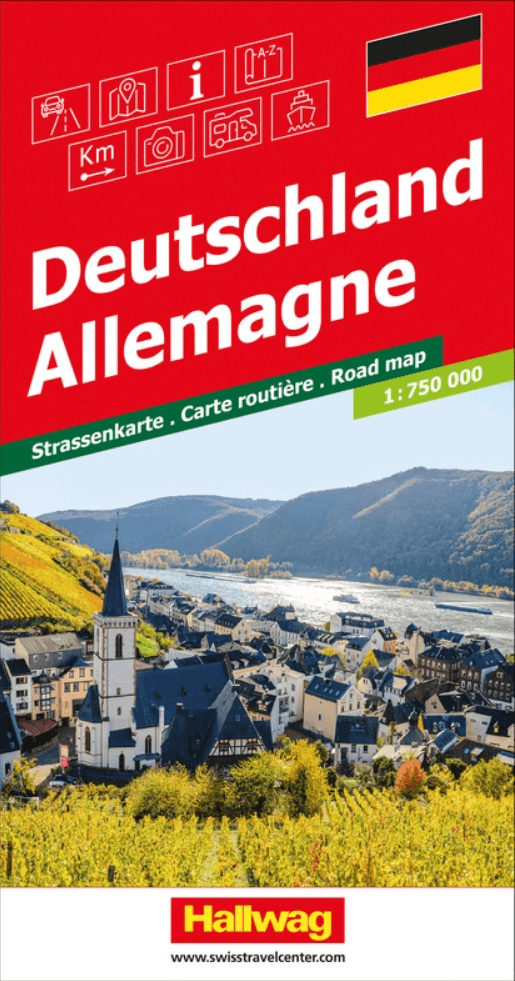 Landkaart Wegenkaart Road Map Duitsland - Hallwag