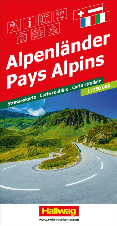 Landkaart Wegenkaart Alpen Alpenland - Hallwag