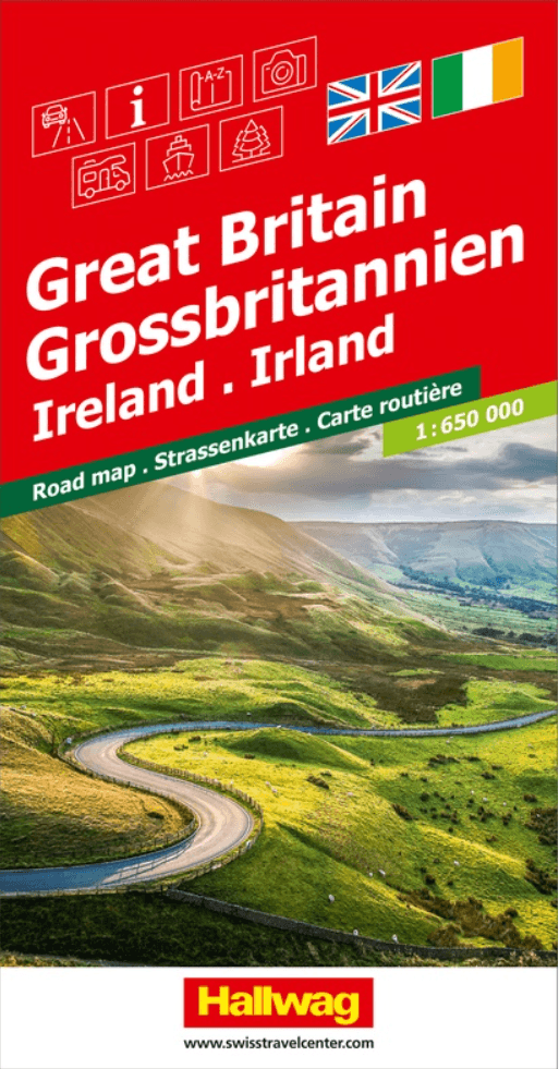 Landkaart Wegenkaart Road Map Groot-Brittannië & Ierland - Halwag