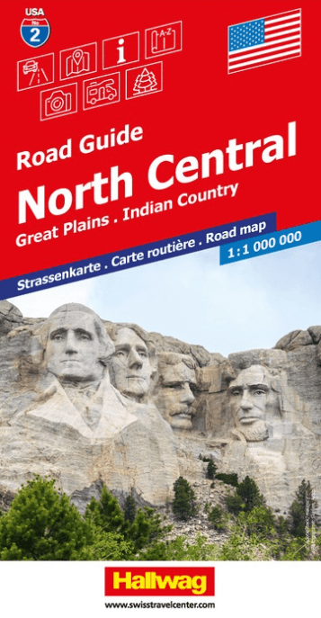 Landkaart Wegenkaart Road Map 2 USA Noord Centraal - Hallwag