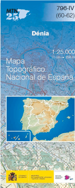 Wandelkaart 000796.4 Dénia, Alicante, Valencia Spanje - CNIG