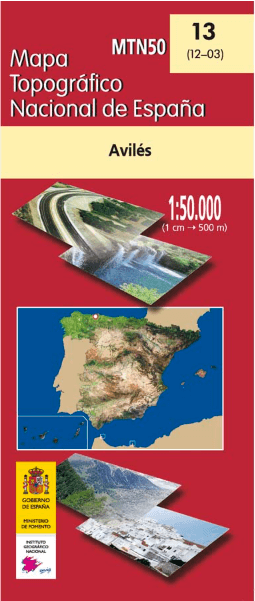 Wandelkaart 0050.0013 Avilés, Asturië, Asturië Spanje - CNIG