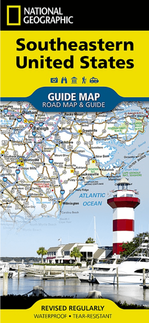 Landkaart Wegenkaart Southeastern USA State guide map - Nat Geo