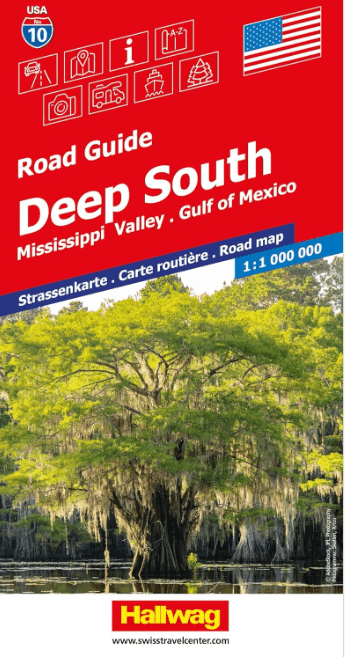 Landkaart Wegenkaart Road Map 10 US Deep South - Hallwag