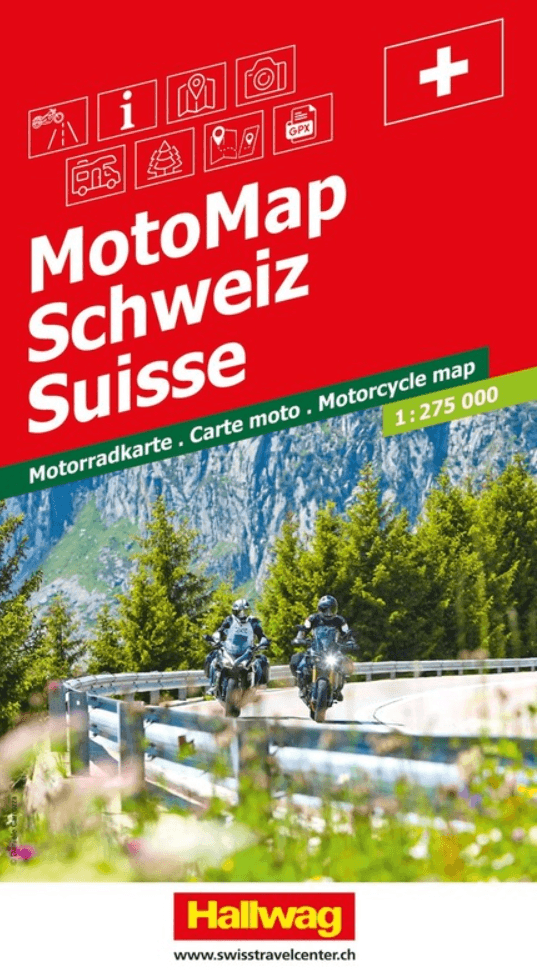Landkaart Wegenkaart Motokaart Zwitserland - Hallwag