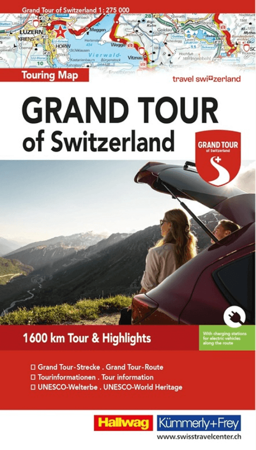 Landkaart Wegenkaart Grand Tour Zwitserland Touring map - Hallwag