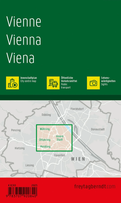 Stadskaart plattegrond Wenen Oostenrijk - Freytag & Berndt