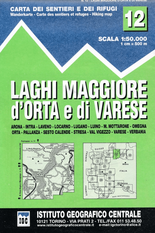 Wandelkaart 12 Laghi Maggiore, d'Orta e di Varese - IGC