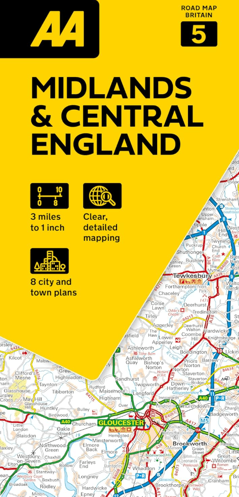 Landkaart Wegenkaart 05 Midlands & Engeland Centraal - AA Road