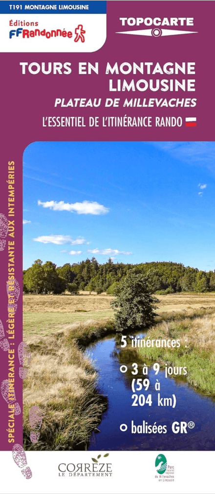 Wandelkaart 191 Tours en montagne limousine - FFR
