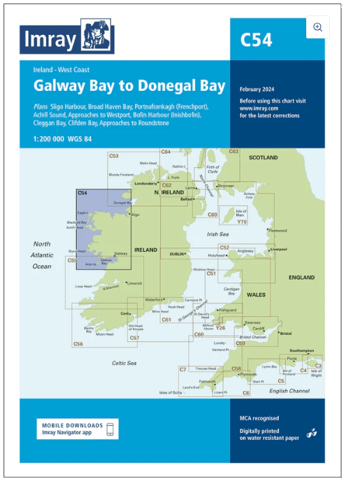 Passage kaart C54 Galway Bay tot Donegal Bay - Imray (f&b)