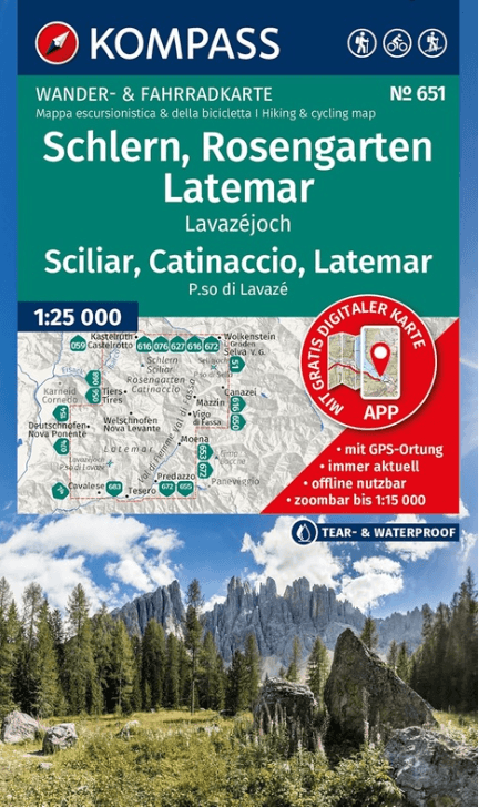 Wandelkaart 651 Schlern, Rosengarten & Latemar - Kompass karten