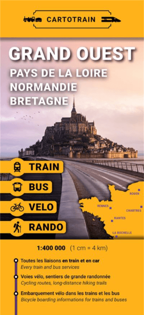 Spoorwegenkaart Grand Ouest Voyage en train et bus - Cartotrain