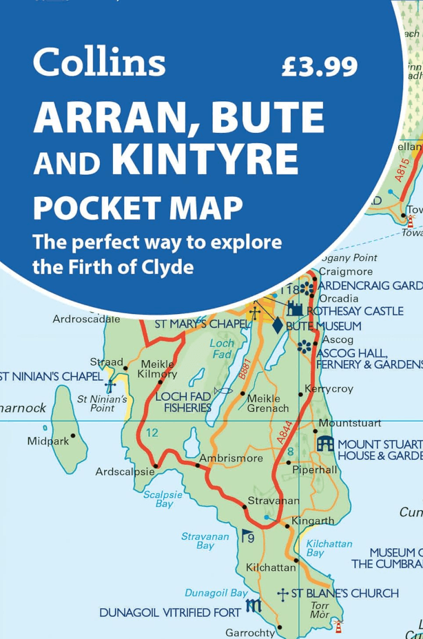 Landkaart Wegenkaart Pocket map Arran, Bute & Kintyre - Harper