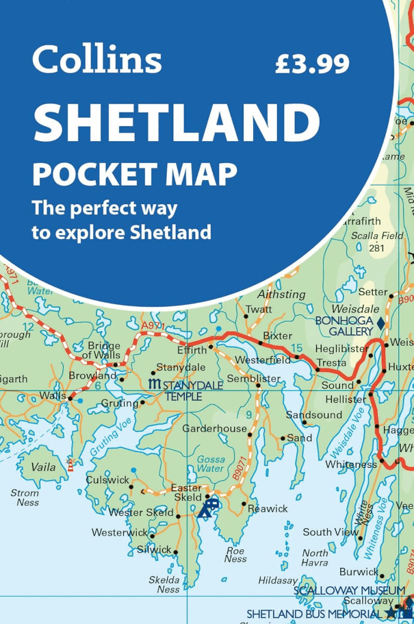 Landkaart Wegenkaart pocket map Shetland Islands - Harper Collins