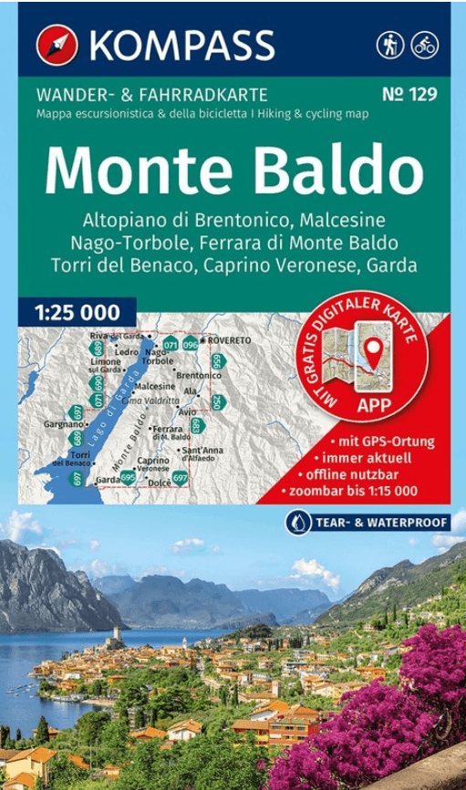 Wandelkaart 129 Monte Baldo, Malcesine, Nago-Torbole - Kompass