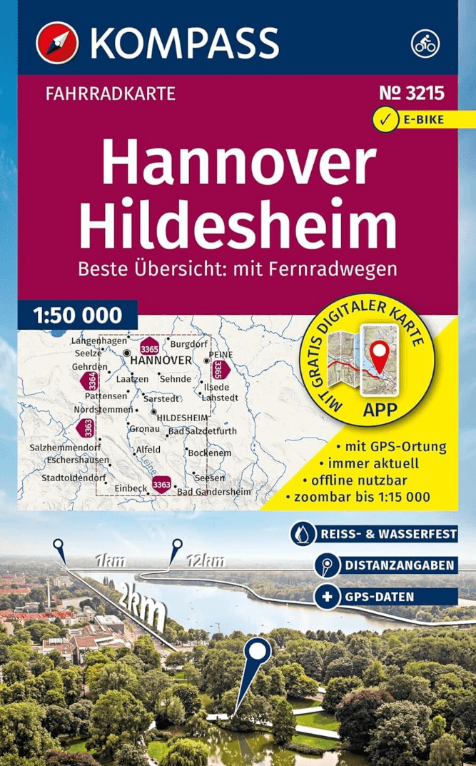 Fietskaart 3215 Hannover & Hildesheim - Kompass-karten