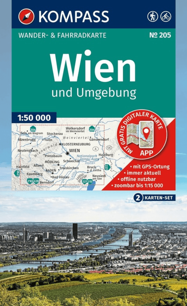 Wandelkaart 205 Wien & Umgebung 2-Set - Kompass