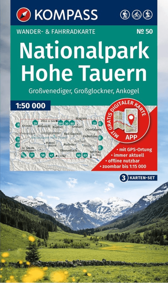Wandelkaart 50 Hohe Tauern National Park 3-set - Kompass Karten 