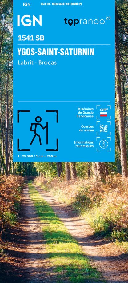 Wandelkaart 1541 SB Ygos-St-Saturnin, Labrit & Brocas - IGN