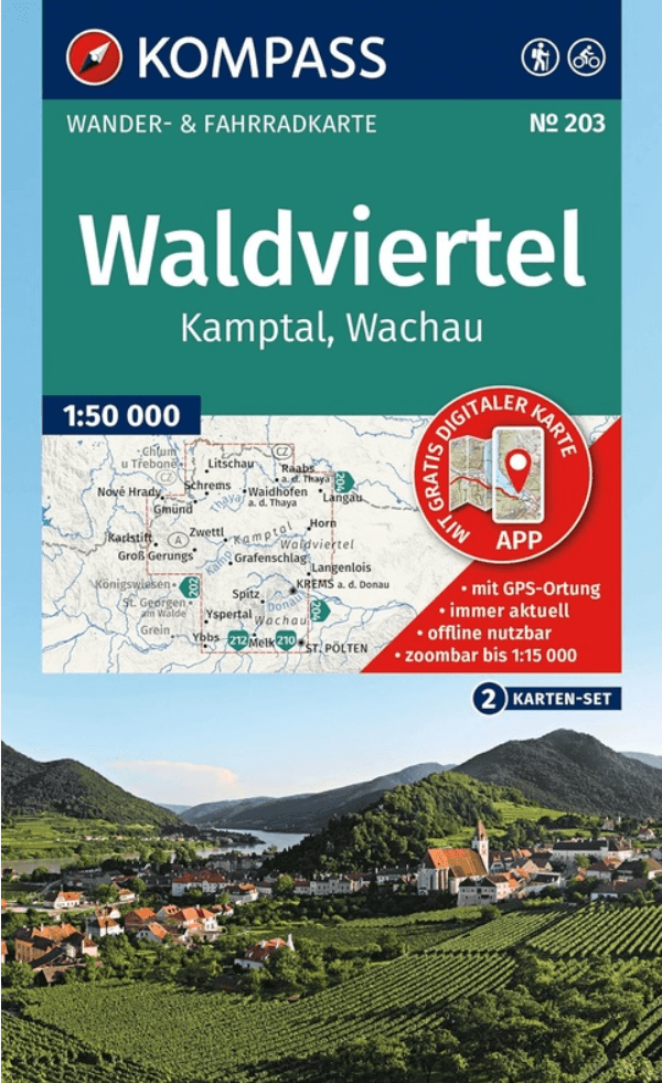 Wandelkaart 203 Waldviertel, Kampta & Wachau 2-Set - Kompass
