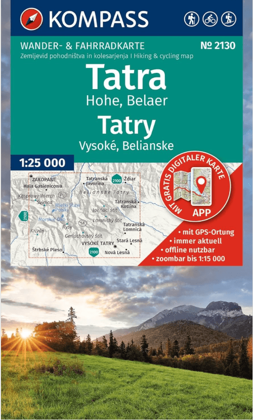 Wandelkaart 2130 Hoge Tatra & Bela Tatra Slowakije - Kompass