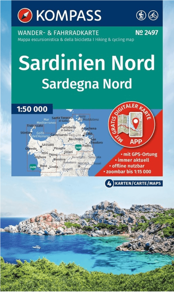 Wandelkaart 2497 Sardinien Nord 4-Set - Kompass karten