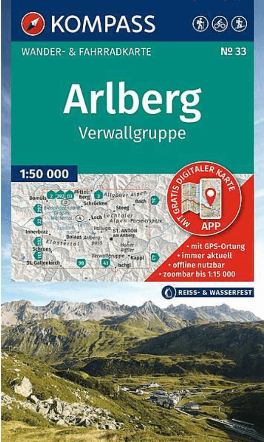 Wandelkaart 33 Arlberg Verwallgruppe - Kompass