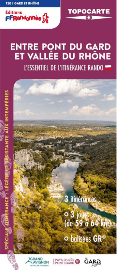 Wandelkaart TC301 GR42 Entre pont du Gard et vallée du Rhône- FFR