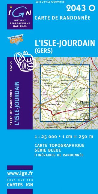 Wandelkaart IGN TOP25 et Série Bleue nr.2043 O - L'Isle-Jourdain (Gers), Midi Pyrénées France (9782758508823) IGN